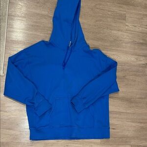 Aritzia TNA Blue Cozy Boyfriend Fleece Hoodie Sweatshirt